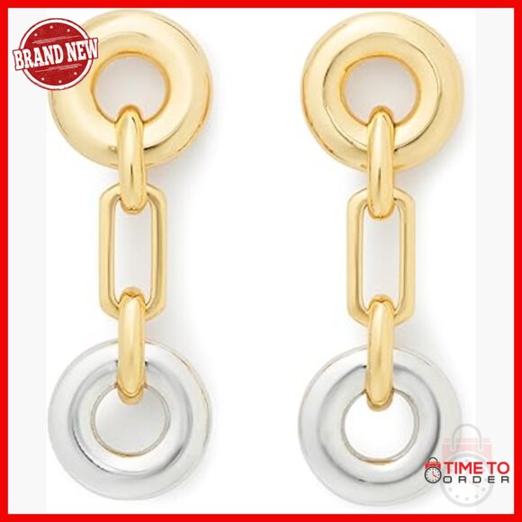 Linear Drop Dangle Earrings Plated Metal with CZ Post Setting